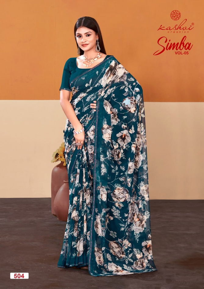 Simba Vol 05 By Kashvi Printed Georgette Sarees Wholesale Shop In Surat